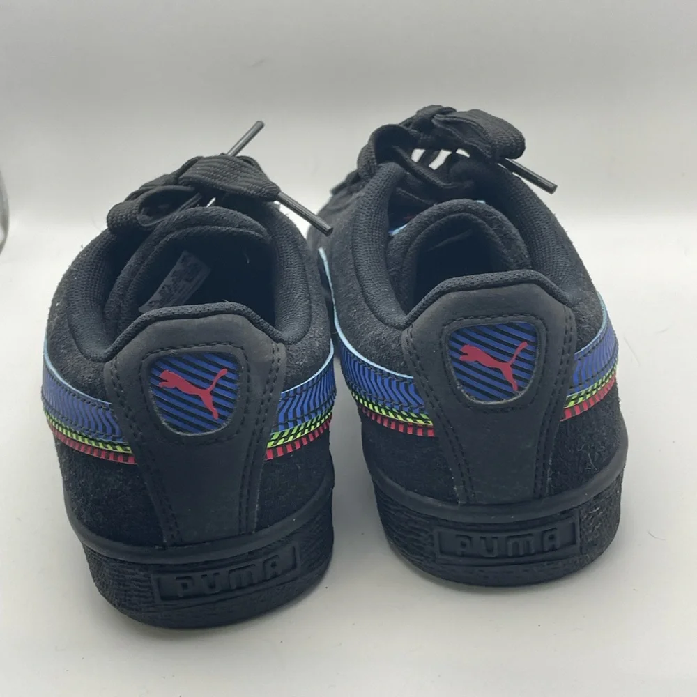 Puma Suede Sneakers Kids 5.5C‎ Black Blue Multi Graphic 385309-01